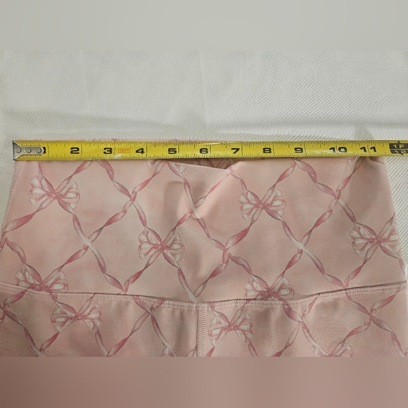 LoveShackFancy x Beach Riot Bow Print Leggings Pink High Rise Size S Coquette - Picture 7 of 7